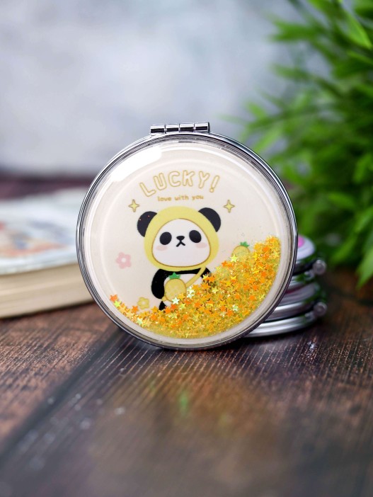 Зеркало-шейкер раскладное &quot;Lucky panda pineapple&quot;, yellow (7*7 см) 