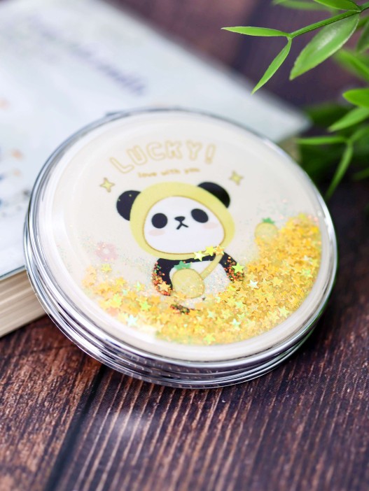 Зеркало-шейкер раскладное &quot;Lucky panda pineapple&quot;, yellow (7*7 см) 