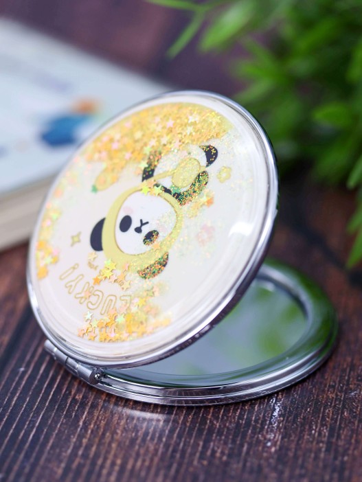 Зеркало-шейкер раскладное &quot;Lucky panda pineapple&quot;, yellow (7*7 см) 
