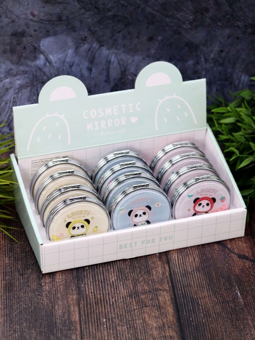 Зеркало-шейкер раскладное &quot;Lucky panda pineapple&quot;, yellow (7*7 см) 