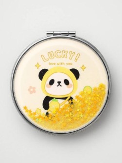 Зеркало-шейкер раскладное "Lucky panda pineapple", yellow (7*7 см)