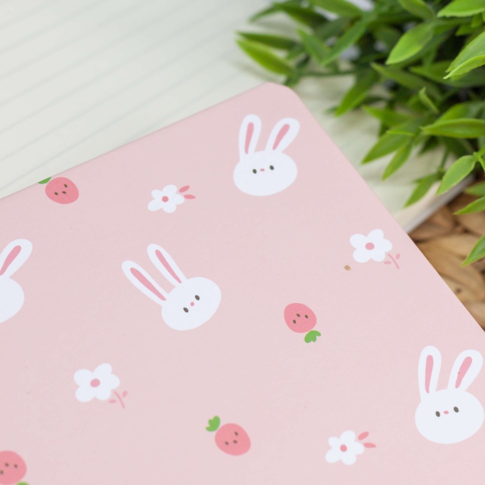Блокнот (A5) "Much hare and flowers", pink (14.5*21)