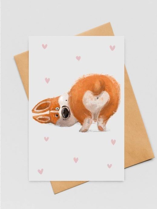 Набор двойных открыток 5 шт. «Корги», 10*15 см 