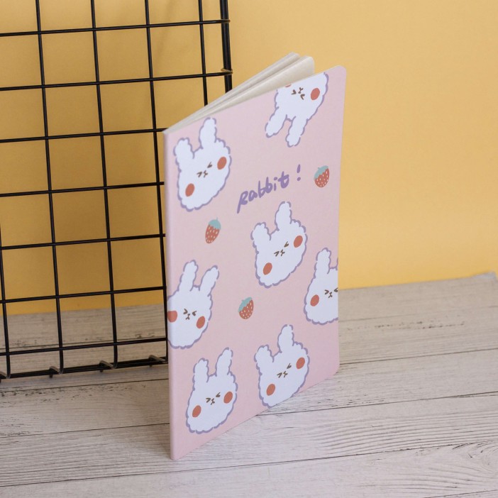 Тетрадь (A5) &quot;Rabbit many strawberry&quot;, pink (14.5*21) 