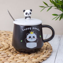 Кружка "Happy panda crown", black (310 ml)