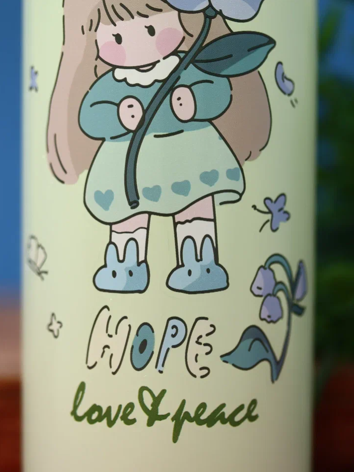 Термос «Love and peace, hope», green (450 мл)