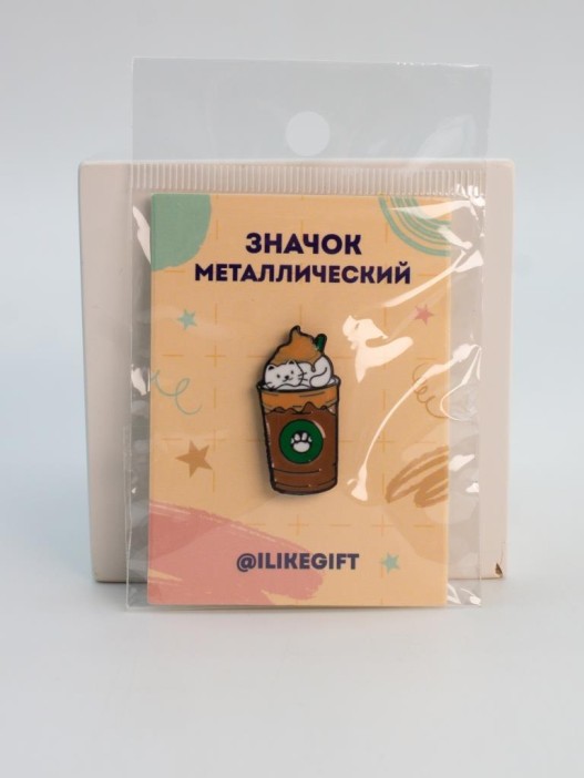 Значок металлический iLikeGift &quot;Coffee catpuccino&quot; 