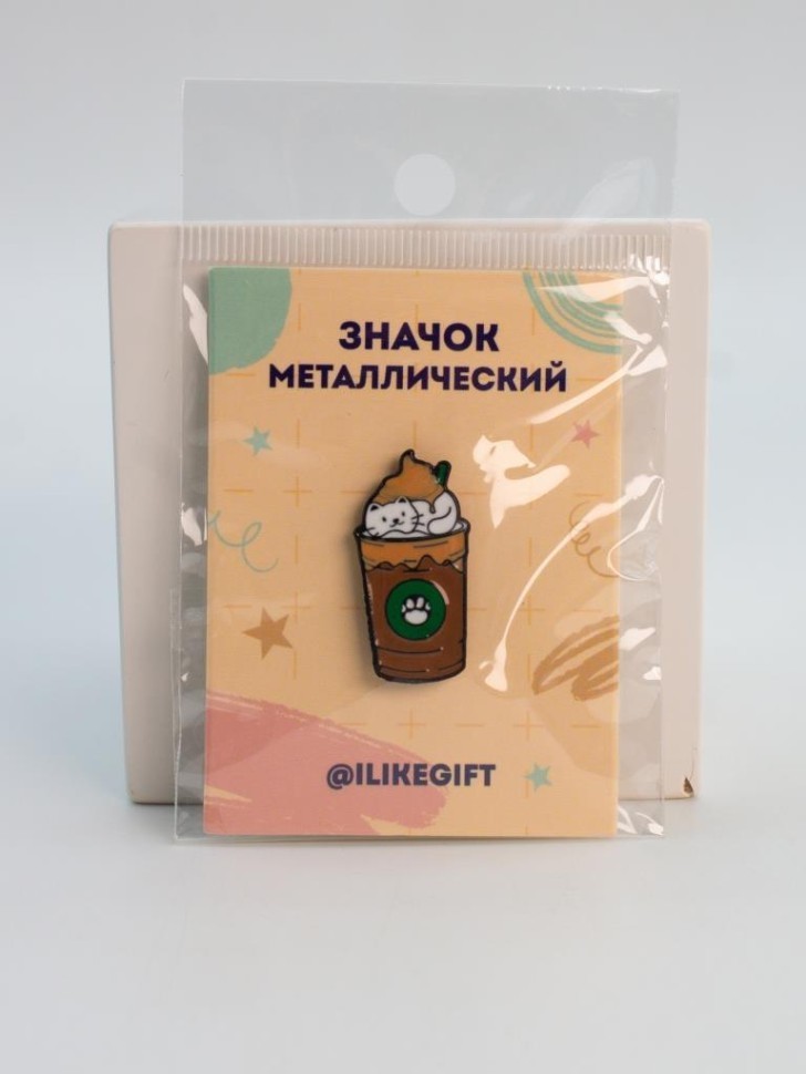 Значок металлический iLikeGift "Кофейный катпучино"