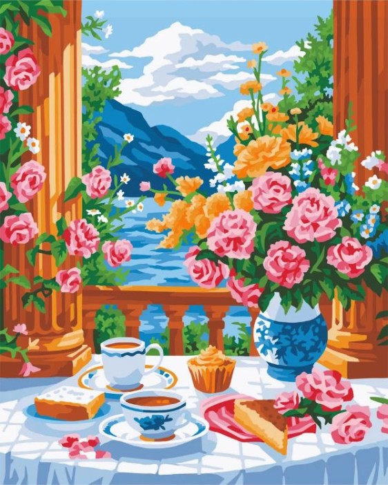 Картина по номерам 40*50 &quot;Чаепитие&quot; (24 цвета) 