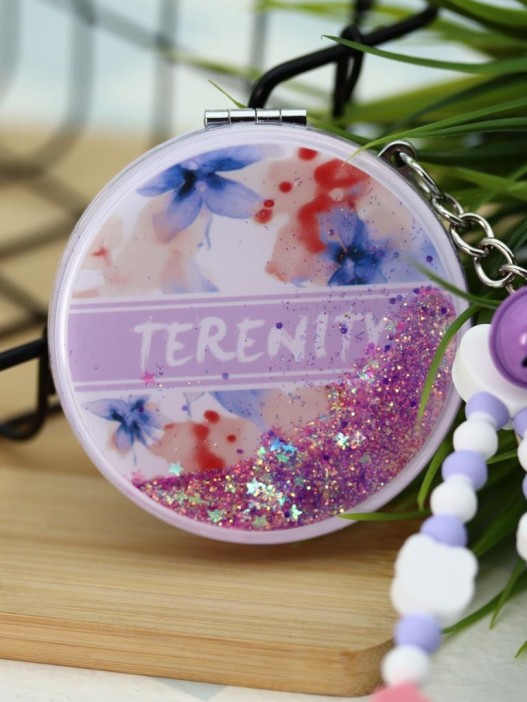 Зеркало-шейкер раскладное с шнурком &quot;Terenity&quot;, фиолетовое (7*7 см) 