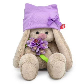 Мягкая игрушка "Зайка Ми в шапочке и с букетом (малыш)" (15 см)