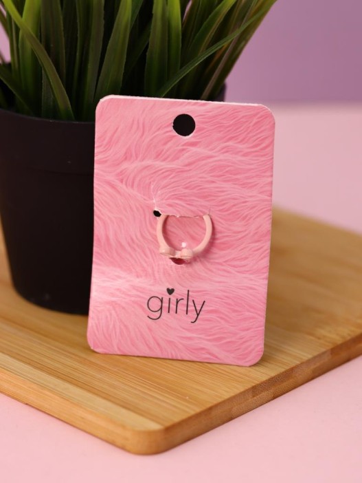 Кольцо акриловое GIRLY "Розовый заяц", розовое (d=1,7 см) 