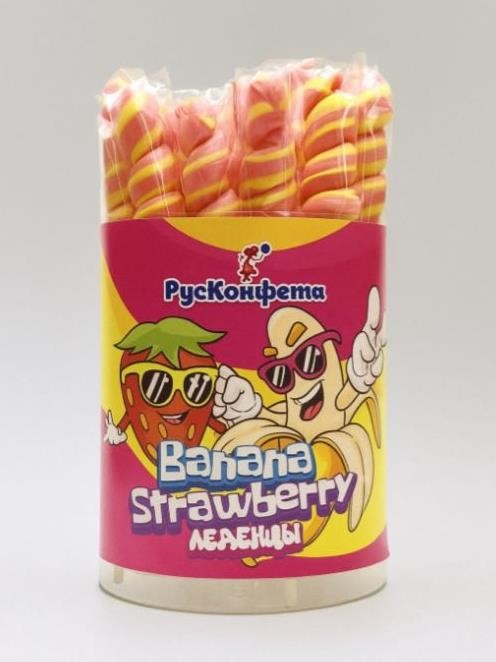 Леденцы-спирали &quot;Banana Strawberry&quot; (в тубусе - 25 шт.) 