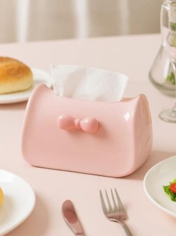 Салфетница "Глянцевый бантик", розовый (21*12,5*12,5 см)