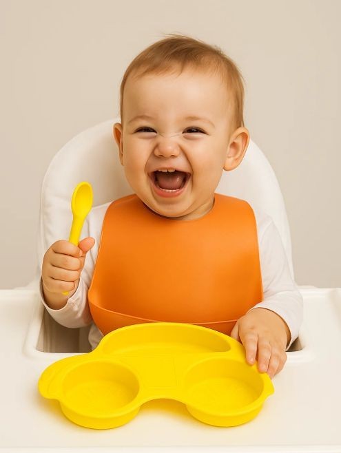 Тарелка силиконовая &quot;Car&quot;, yellow 