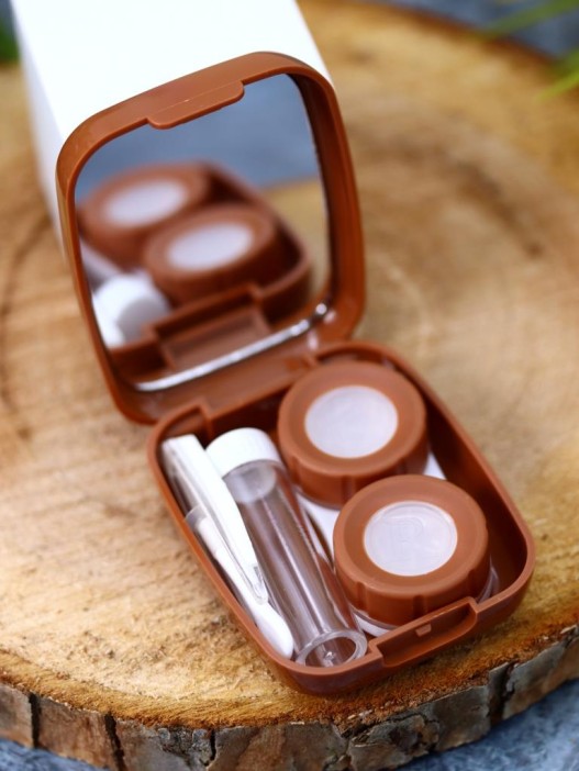 Контейнер для линз «Heart paint», brown 