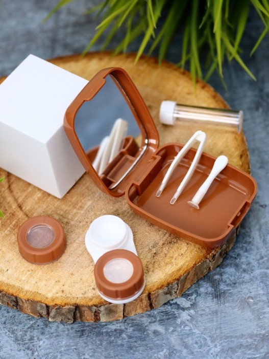 Контейнер для линз «Heart paint», brown 