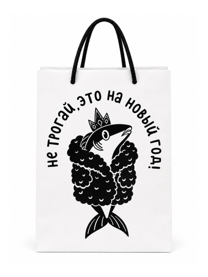 Пакет крафтовый iLikeGift "Не трогай, это на Новый год", белый M (24*14 см)