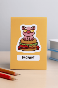 Блокнот А7 "Cool pig with glasses"