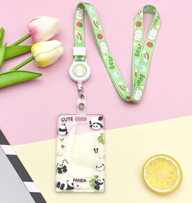 Футляр для карт на ленте ПО ПЛАНУ. &quot;Cute panda&quot;, transparent 