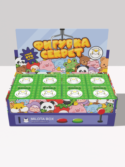 Комплект фигурок-секрет MilotaBox "Игривая панда", (3 см) - 8шт., цветной шоу-бокс