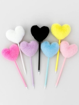 Ручка шариковая с помпоном "Soft hearts", mix