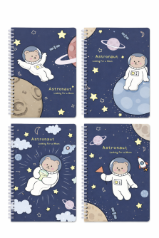 Блокнот на кольцах A5 в линейку, 60 листов "Astronaut Bear", mix