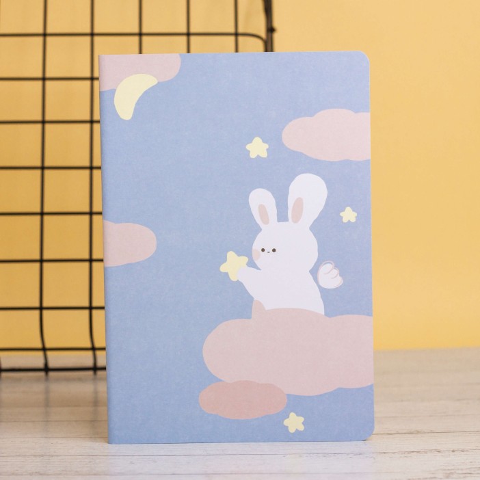 Тетрадь (A5) &quot;Rabbit on the clouds&quot;, blue (14.5*21) 
