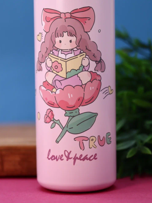 Термос «Love and peace, true», pink (450 мл) 