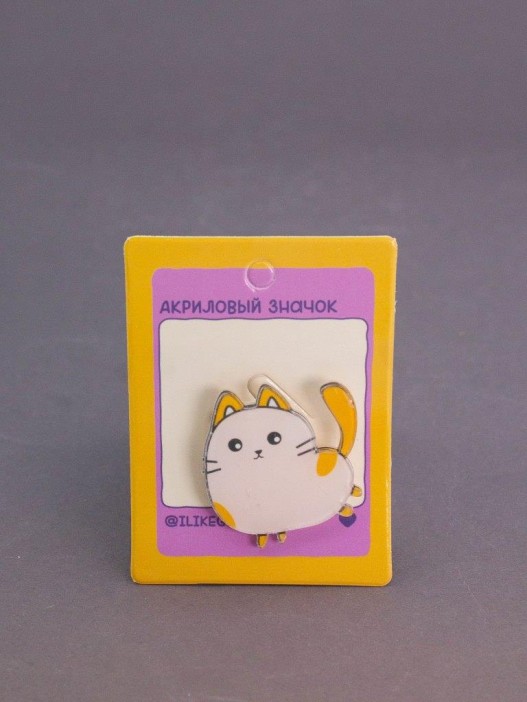 Значок акриловый iLikeGift "Бело-рыжий кот" 