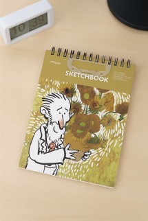 Скетчбук (B5) &quot;Vincent with sunflowers&quot;, yellow (18*25) 30 л. 130 г/м