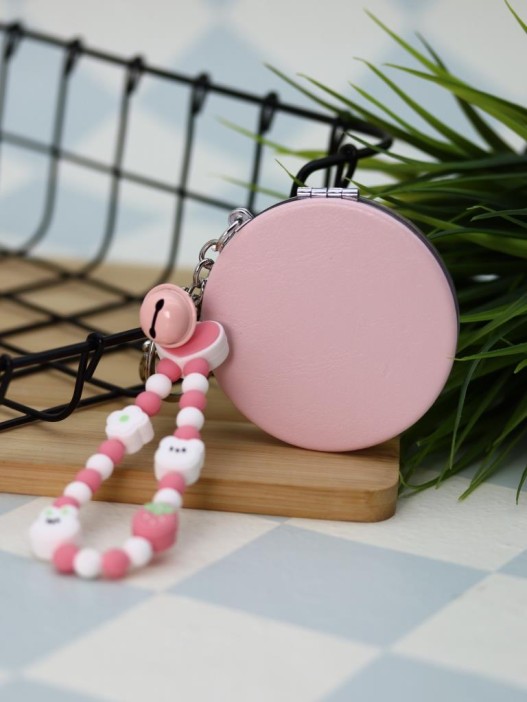 Зеркало-шейкер раскладное с шнурком &quot;Terenity&quot;, розовое (7*7 см) 