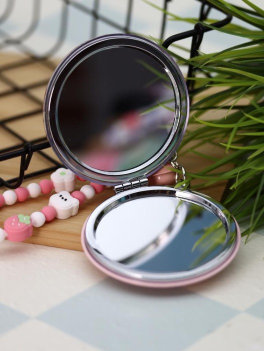 Зеркало-шейкер раскладное с шнурком &quot;Terenity&quot;, розовое (7*7 см) 