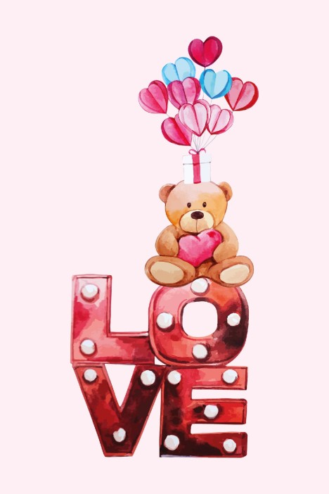 Набор открыток 5 шт. «Мишка. LOVE», 10*15 см 