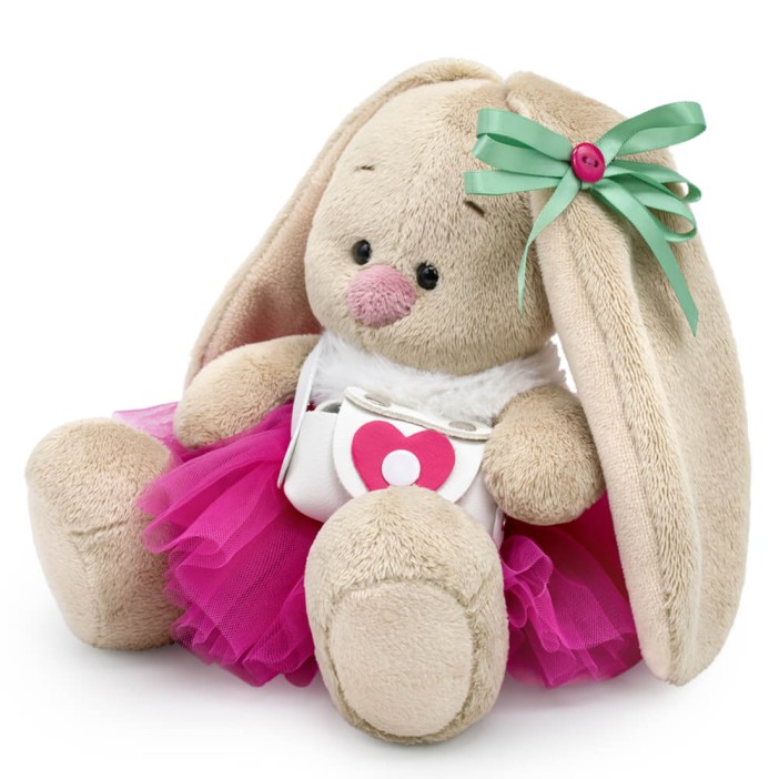 Мягкая игрушка &quot;Зайка Ми в меховом воротничке и юбочке (малыш)&quot; (15 см) 