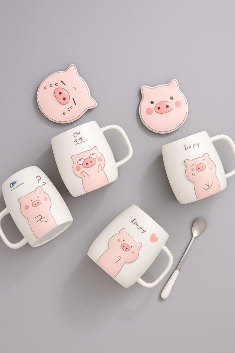 Кружка керамическая &quot;Happy pig&quot;, mix 