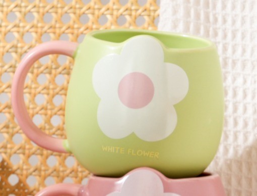 Кружка керамическая «White flower two», green (350 мл) 