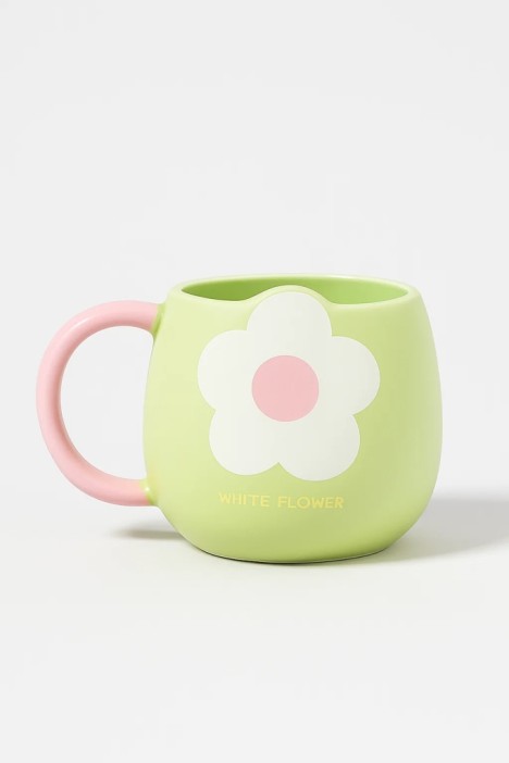 Кружка керамическая «White flower two», green (350 мл) 