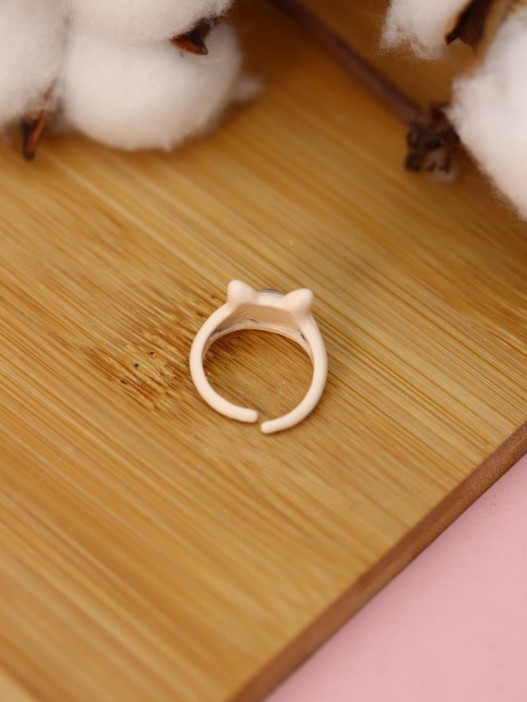 Кольцо акриловое GIRLY "Розовый кот", розовое (d=1,7 см) 