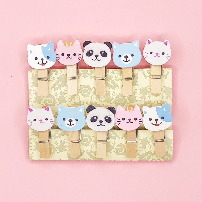 Прищепки "Round animal faces", mix color 