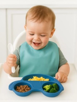 Тарелка силиконовая "Car", blue