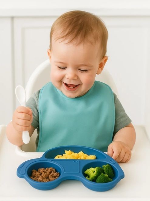 Тарелка силиконовая &quot;Car&quot;, blue 