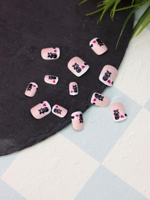 Накладные ногти GIRLY    «Black and white», 12 шт., с клеевыми пластинами 