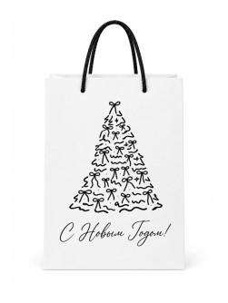 Пакет крафтовый iLikeGift "С Новым годом!", белый M (24*14 см)