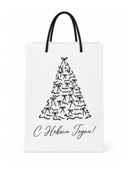 Пакет крафтовый iLikeGift "С Новым годом!", белый M (24*14 см)