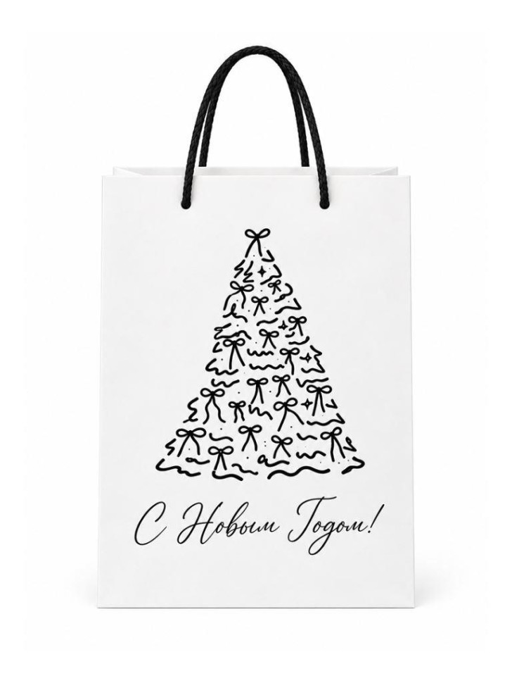 Пакет крафтовый iLikeGift "С Новым годом!", белый M (24*14 см)