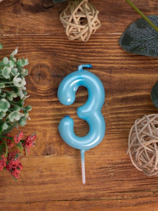 Свеча для торта &quot;Azure glow&quot; цифра 3, (6 см) 