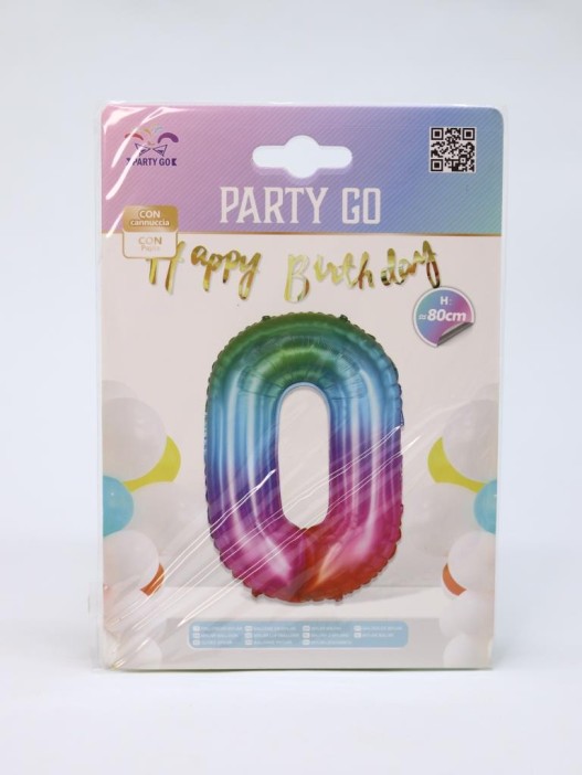 Шар фольгированный &quot;Multicolour numbers&quot; цифра 0, (80 см) 