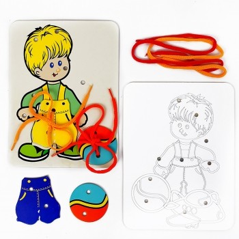 Набор Шнуровка - раскраска 2 в 1 &quot;Мальчик + Штаны + Мяч&quot; 