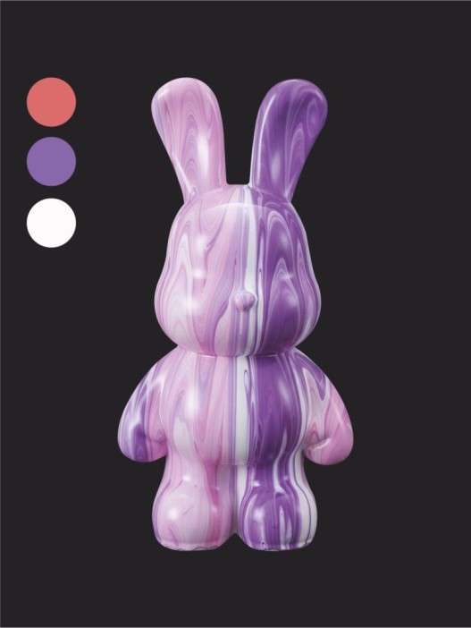 Набор для творчества с красками (3*60 мл) - копилка "Fluid bunny", 22 см (белый/розовый/сир 